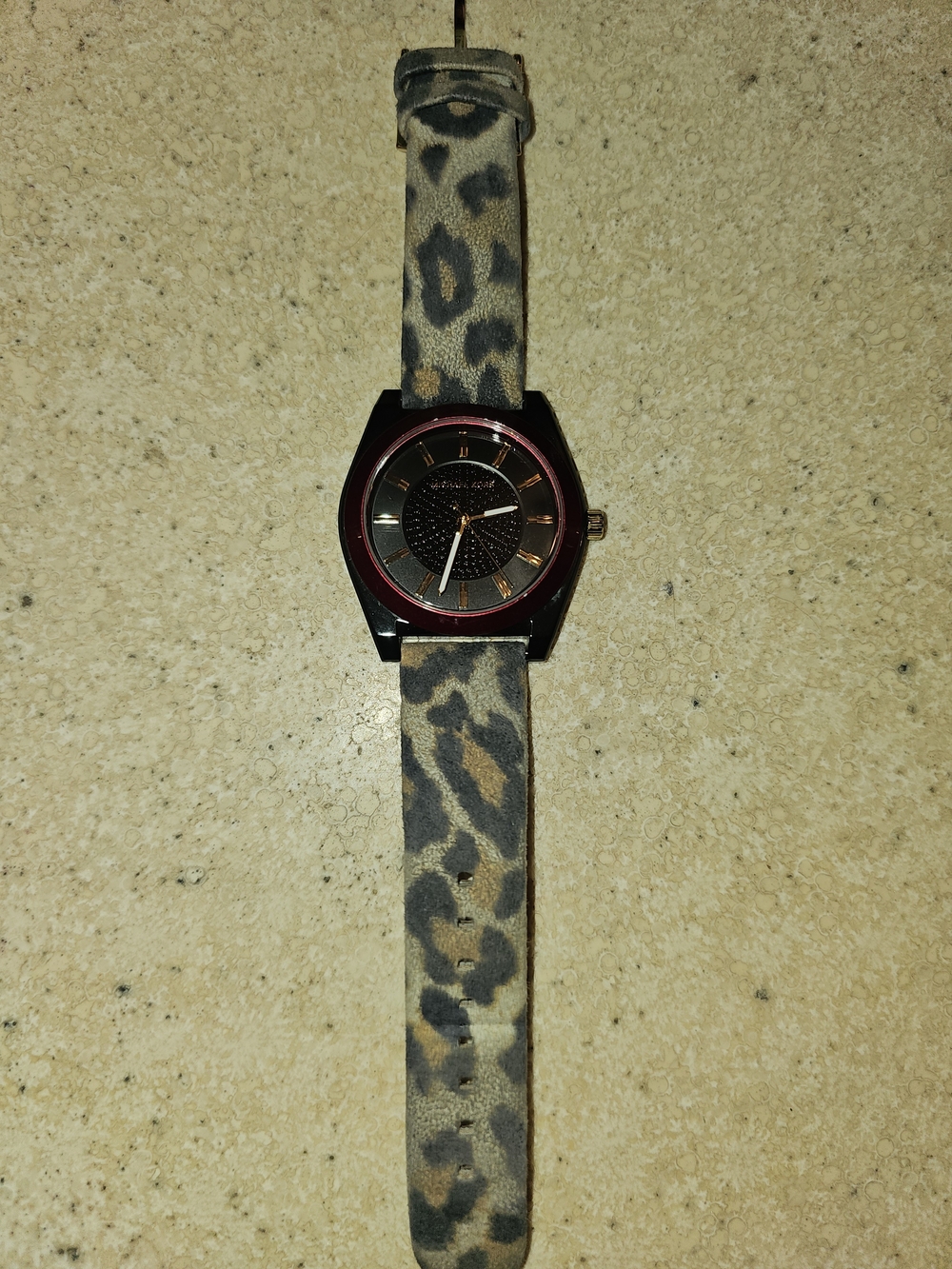 Micjeal Kors, Leopard Print Strap Womens Watch - Black Dial